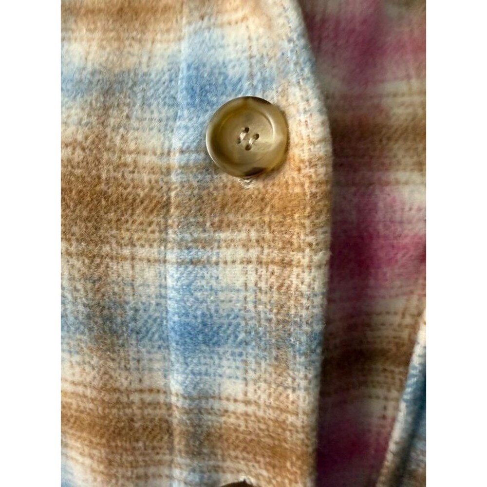Timing Plaid Colorblock High-Low Shacket with Side Pockets, Size Large - Picture 4 of 6